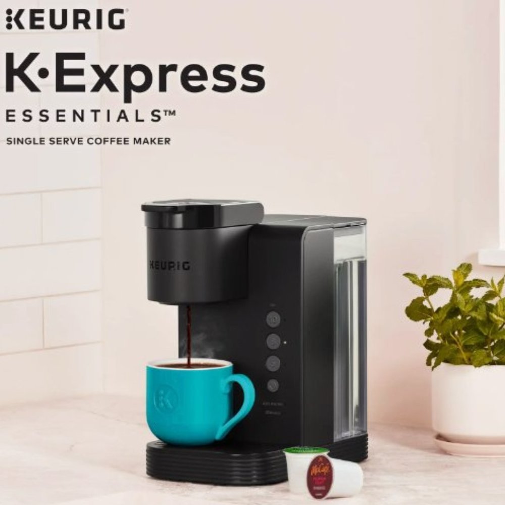 NWT KEURIG K-Express Essentials Single-Serve K-Cup Pod Coffee Maker Black & Teal